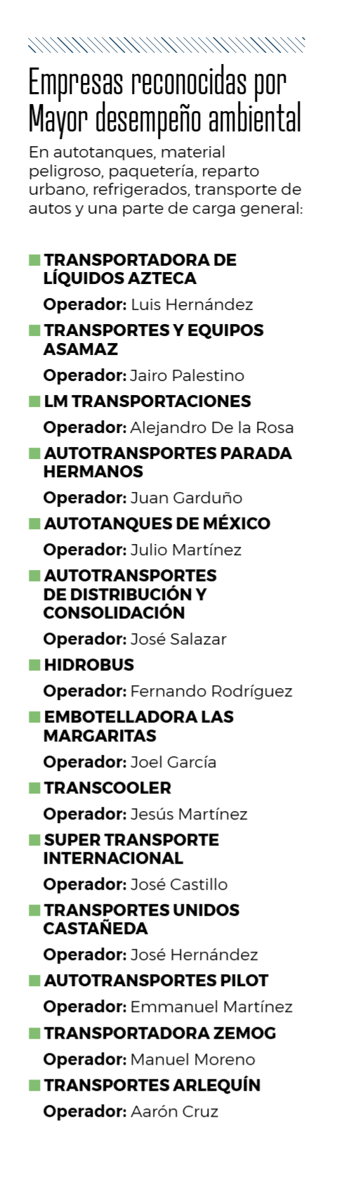 Premios al Transporte Limpio. Reconocen a empresas  por reducción de emisiones