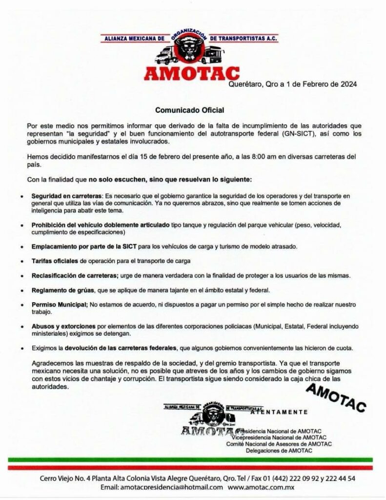 AMOTAC Paro nacional